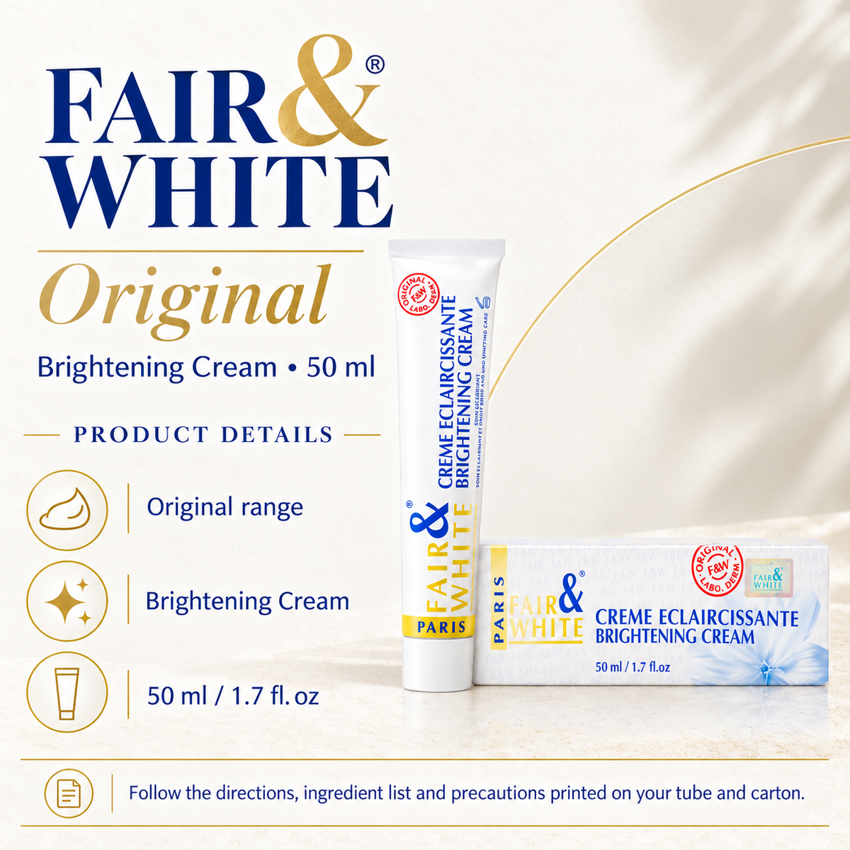 Fair & White Original Brightening Cream – 50 ml — product details